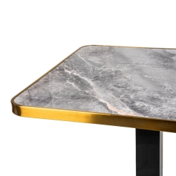 Plateau de table carré 70x70 cm en pierre frittée décor marbre