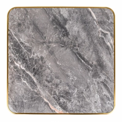 Plateau de table carré 70x70 cm en pierre frittée décor marbre