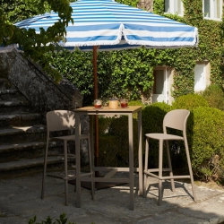 Table haute Urban 70x70cm  -Structure blanche - pour salle de restaurant et terrasse