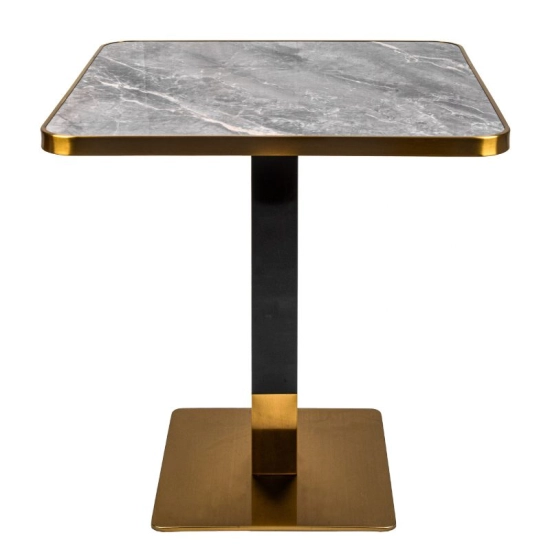 Plateau de table carré 70x70 cm en pierre frittée décor marbre
