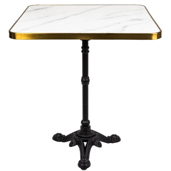 Plateau de table carré 70x70 cm en pierre frittée décor marbre