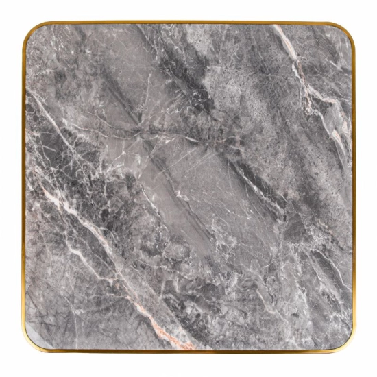 Plateau de table carré 70x70 cm en pierre frittée décor marbre