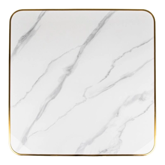 Plateau de table carré 70x70 cm en pierre frittée décor marbre