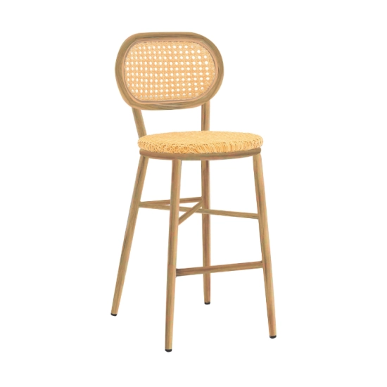 Chaise de Bar GUSTAVE – Aluminium et Rotin Synthétique