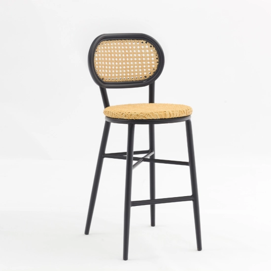 Chaise de Bar GUSTAVE – Aluminium et Rotin Synthétique