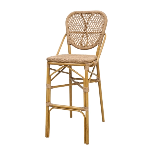 Chaise de Bar Margo – Aluminium et Rotin Synthétique