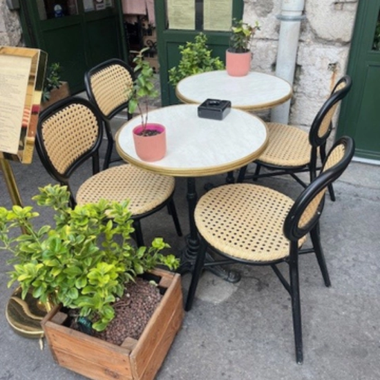 Chaise GUSTAVE empilable aluminium et rotin synthétique