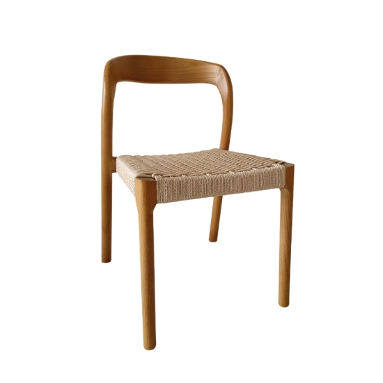 Chaise OTTAWA empilable – Bois naturel & assise en cordage tressé (Spécial CHR)