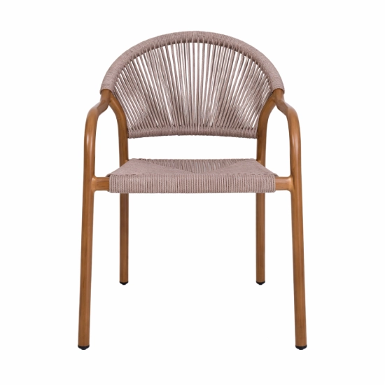 Fauteuil TULUM - Aluminium Effet Teck et Rotin synthétique