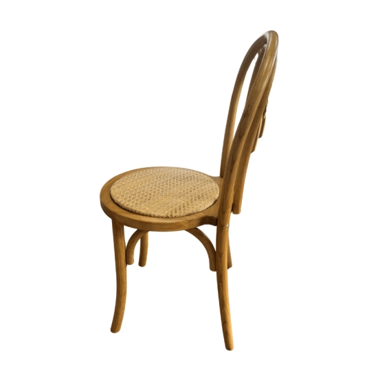 Chaise EMILE “ROTIN” – Bois clair vernis & assise effet rotin