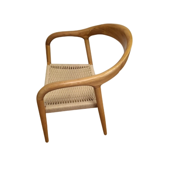 Fauteuil OSLO – Bois & cordage tressé (Empilable spécial CHR)