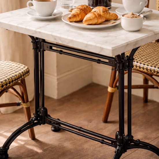 Pied de table bistrot double ÉLÉGANCE en fonte – H72 cm – Noir