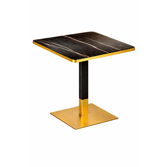 Pied de Table Noir & Doré – Base Carrée 72 cm