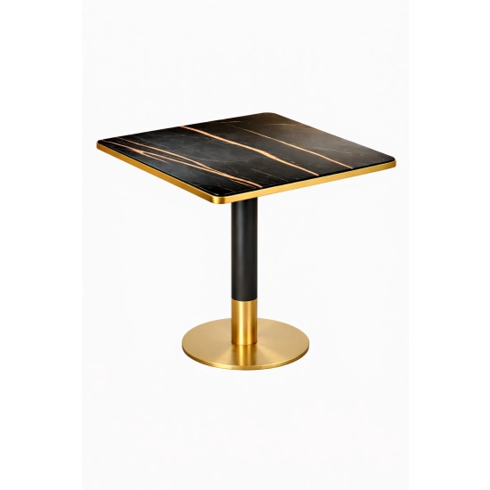 Pied rond H 72 cm noir & doré pour table Guéridon