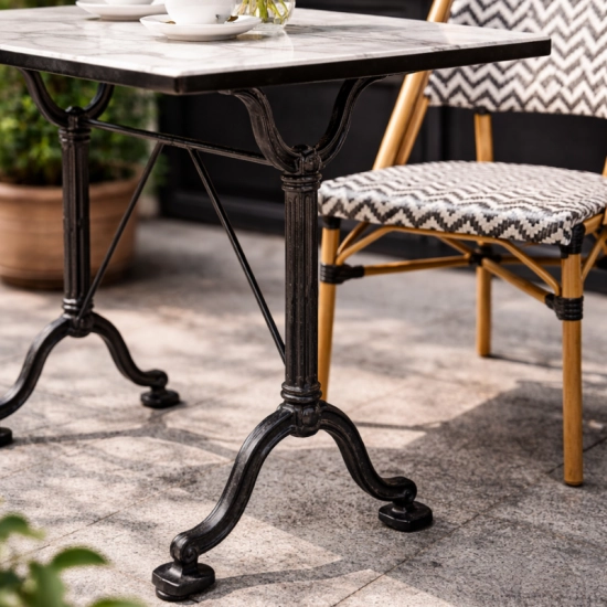 Pied de table bistrot double RÉTRO – Fonte noire H72 cm