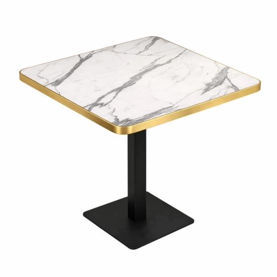 Plateau en Bois Mélaminé 70x70 cm – Décor Marbre avec Chant Doré