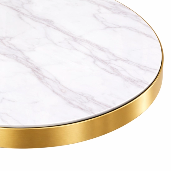 Plateau de table Ø60 cm en pierre frittée décor marbre