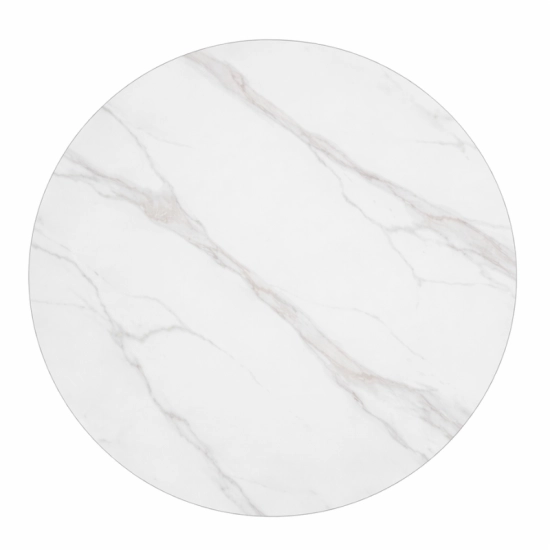 Plateau de table Ø60 cm en pierre frittée décor marbre
