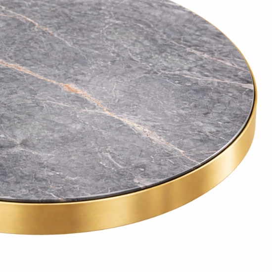 Plateau de table Ø60 cm en pierre frittée décor marbre