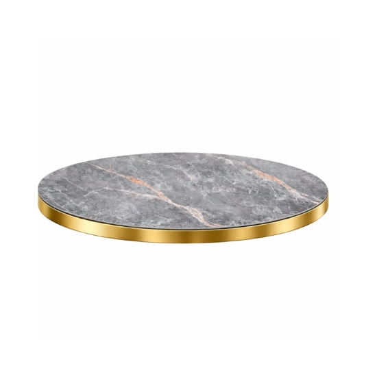 Plateau de table Ø60 cm en pierre frittée décor marbre