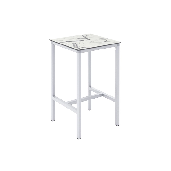 Table haute Urban 70x70cm  -Structure blanche - pour salle de restaurant et terrasse